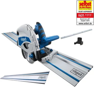 Produktbild von Scheppach Tauchsäge PL75 mit 1400mm Führungsschiene | Handkreissäge | 1600W Schnitttiefe 75mm | SägeblattØ 160mm 36Z | neigbar mit Kippschutz bis 45°