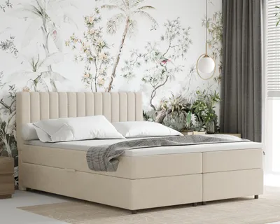 Produktbild von Boxspringbett 160x200 EVEREST, mit Topper, mit Bettkästen,  Doppelbett, Beige, Panda Möbel
