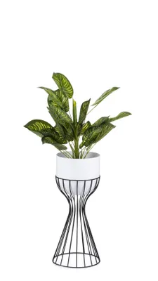 Obrázok produktu pre Howhomely Standing Flower Stand s kvetináèmi 46 cm kovové rastliny elegantné s èiernym rámom a kvetináè v štýle podkrovia