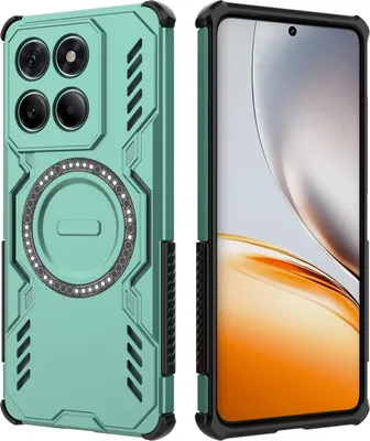 Image de Etui magnétique pour Motorola Edge 60 Fusion, bumper hybride PC et TPU, aérations pour la dissipation de la chaleur Etui Vert