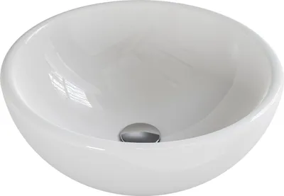 A white ceramic sink with a silver drain.
