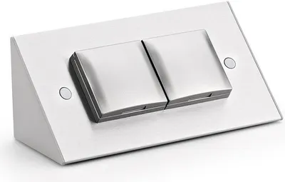 Produktbild von THEBO 2-fach Schuko Steckdosenelement ST 3900 ST/2 mit EDELSTAHL Gehäuse / Mehrfachsteckdose