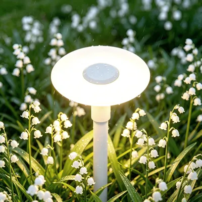 Produktbild von Mai & Mai Wegeleuchten außen mit Lampenschirm aus Acryl ⌀300 X H804 mm Pollerleuchte 3000K Außenlampe für Garten Sandweiß 6W IP65 StellaeLights
