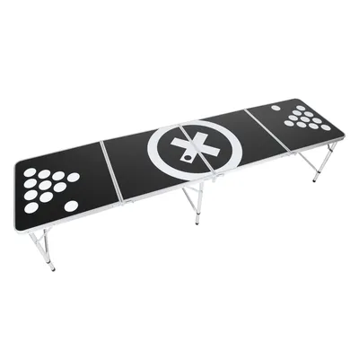 Obrázok produktu pre Stôl na beer pong s nastaviteľnou výškou 240 x 60 x 70 cm z hliníka, skladací stôl šetriaci miesto, prenosná spoločenská hra do záhrady alebo na festivaly