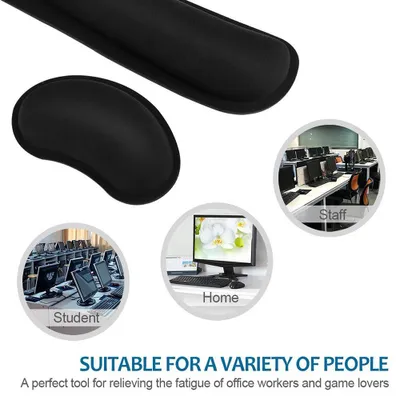 Obrázok produktu pre Sada podložiek pod zápästie pre myš a klávesnicu – ergonomická podložka z pamäťovej peny s protišmykovou úpravou pre kanceláriu a hranie hier