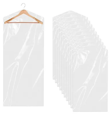 Kleidersäcke, transparent, 10 Stück, 60 x 180 cm, zum Aufhängen