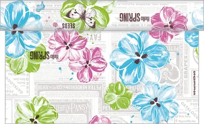 Produktbild von Sovie HOME Tischläufer Hello Spring in Pink-Türkis aus Linclass® Airlaid 40 cm x 4,80 m, 1 Stück - Tischband Floral Blüt