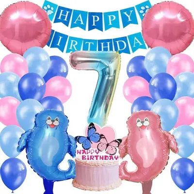 Productafbeelding van Verjaardagsfeestset met Ballonnen en Decoraties voor Jongens 7 Jaar