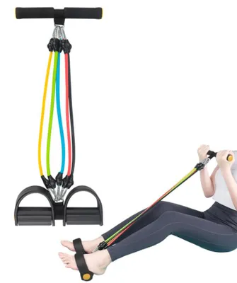 Produktbild von Multifunktions-Spannseil - Pedal-Widerstandsband - Exerciser Pull Rope - 6-teiliges Zugseil - Fitness/Gewichtsverlust/Training/Yoga – Schwarz