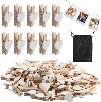 Immagine prodotto di Mini mollette di legno per foto e lavoretti creativi con custodia da trasporto