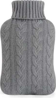 Produktbild von 2L Wärmflasche mit weichem Premium Strickbezug grau, große Wärmeflasche, für Körperwärme Schmerzlinderung Zuhause
