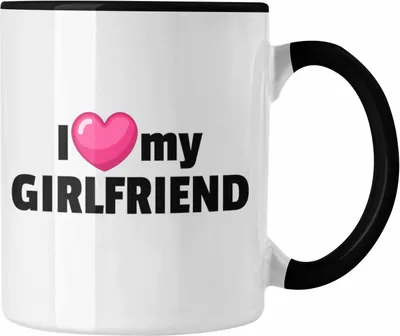 Produktbild von Trendation - I Love My Girlfriend Tasse Geschenk Freundin Freund Valentinstag Geschenkidee Spruch (Schwarz)