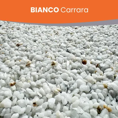 Produktbild von Steinteppich aussen bis 2,5qm - Marmorkies in Bianco Carrara + 1K PolyurethanBindemittel - Wetterfest & UV-fest - BEKATEQ BK-605PU