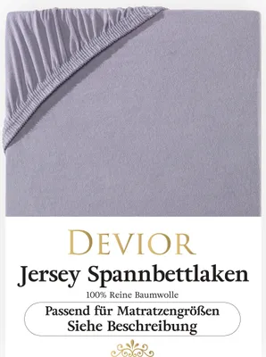 Produktbild von Devior Jersey Spannbettlaken 90x200cm - 100x200cm grau Bettlaken 100% Baumwolle bis 22cm Matratzenhöhe Gummizug