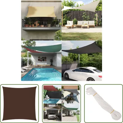 Productafbeelding van De Living Store zonnescherm, Oxford-stof, vierkant, 3x3 meter, bruin