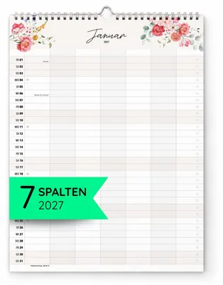 Produktbild von heaven+paper® Familienkalender 7 Spalten XXL Wildblumen 2027 Blumen