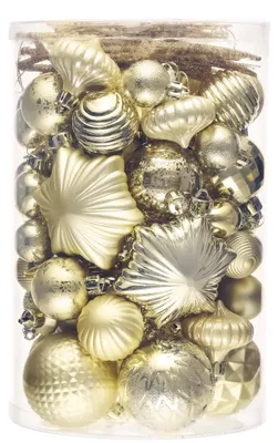 Weihnachtskugeln 60 Stück Gold unzerbrechlich Kunststoff