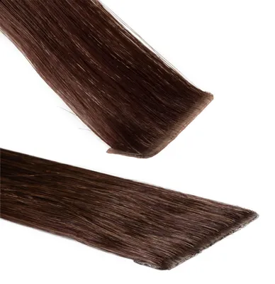 Produktbild von hair2heart Invisible Tape Extensions Echthaar Premium - 10 Tapes 60cm 4/77 mittelbraun braun-intensiv