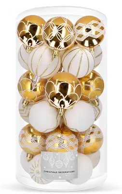 Immagine prodotto di Palline di Natale mix oro-bianco - 5 cm, set da 30 pezzi