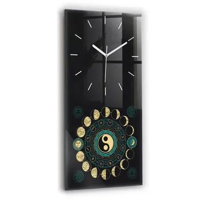 Produktbild von Wallfluent Wanduhr – Stilles Quarzuhrwerk - Uhr Dekoration Wohnzimmer Schlafzimmer Küche - Zifferblatt mit Strichen - weiße Zeiger - 30x60 cm - Mondphasen