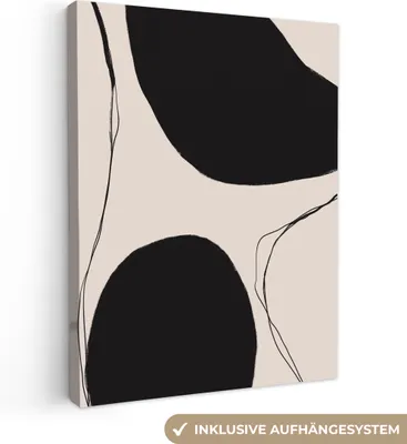 Produktbild von MuchoWow® - Leinwandbilder - Pastell - Schwarz - Minimalismus, Wandbild, Wanddeko Bilder Wohnzimmer, 60x80 cm