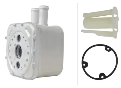 Immagine prodotto di Radiatore di raffreddamento dell'olio, raffreddato a liquido, con guarnizioni HELLA, compatibile con, tra gli altri, modelli AUDI A6