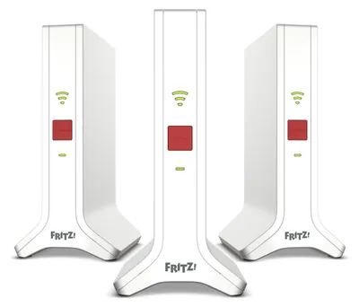 Produktbild von Mesh Set 4200 3-pack Edition Inter, Rot, Weiß, 2x2/4x4, Netzwerk-Repeater, Leistung, WLAN, Dual-Band (2,4 GHz/5 GHz), Wi-Fi 6E (802.11ax)