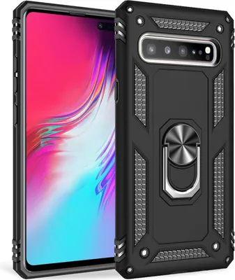Produktbild von NALIA Ring Handy Hülle für Samsung Galaxy S10 5G, 360 Grad Schutz Case Cover Schwarz