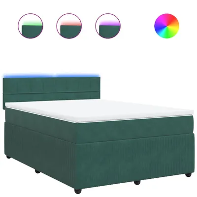 Produktbild von Boxspringbett mit Matratze Dunkelgrün 140x190 cm Samt