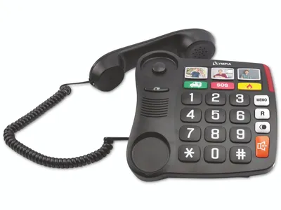 Produktbild von Olympia Telefon schnurgebunden 4500 Schwarz Weiß 195x210x90mm Senioren mit 3 Fototasten