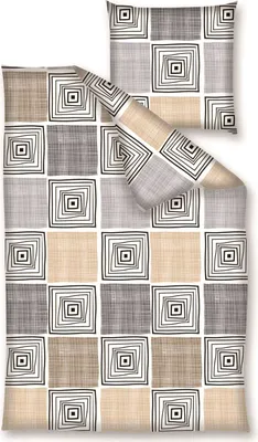 Produktbild von Nanette Renforcé Bettwäsche - beige grau kariert 135 x 200 cm braun hellbraun grau kariert