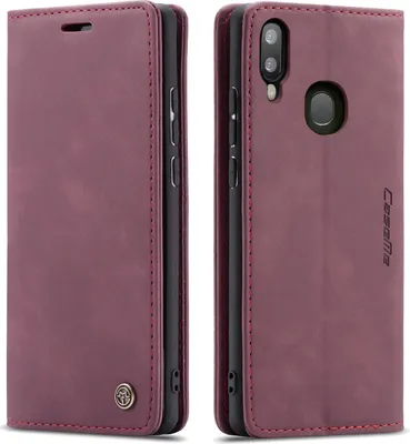 Produktbild von Galaxy A40 Hülle, LaimTop Retro Kunstledertasche TPU Innere, Kartenfächer, Magnetverschluss, Klapphülle mit Standfunktion Schutzhülle für Samsung Galaxy A40 Rot