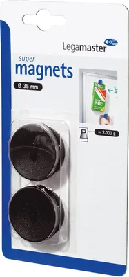 Zdjęcie produktu dla Magnes samoprzylepny 35 mm 2 sztuki czarny Opakowanie 10 sztuk