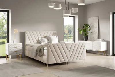 Obrázek produktu pro Kontinentální postel 200x200 ANAMARI PLUS - béžová + topper