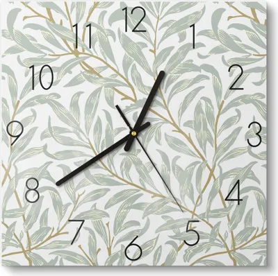 Produktbild von DEQORI Glasuhr 30x30 cm Zahlen 'Dekorative Weidenzweige' Wanduhr Glas Uhr Design leise