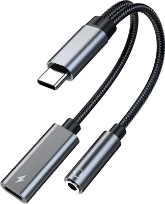 Produktbild von MMOBIEL USB-C auf 3.5mm Kopfhörer Adapter und Laden - 16 Bit / 60W 2-in-1 Splitter