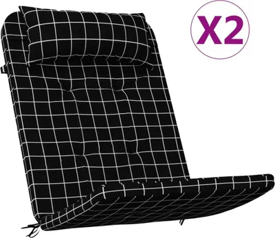 Produktbild von vidaXL Adirondack-Auflagen 2 Stk. Schwarz Karomuster Oxford-Gewebe