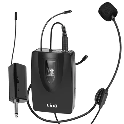 Immagine prodotto di LinQ, microfono a cravatta wireless con trasmettitore da 30 m, nero