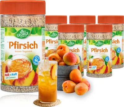 Produktbild von KING GEORGE Pfirsich Teegetränk Instant 6 x 400g Ergibt ca. 4L pro Dose