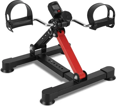 Produktbild von Eikuavons Klappbarer Mini-Heimtrainer zum Trainieren von Armen und Beinen Fitness-Heimtrainer für Damen und Herren, schwarz und rot