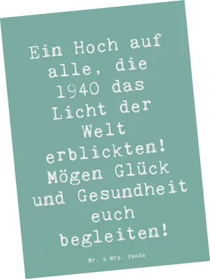Produktbild von Mr. & Mrs. Panda Postkarte Spruch 1940 Geburtstag - Meeresbrise - Geschenk, Jubiläum, Happy Birthday, Ansichtskarten, Fotokarte, Liebe und Wertschätzung, Glück Gesundheit