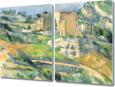 Produktbild von Coloray Herdabdeckplatte 2x40x52 cm Schneidebrett Kochplattenabdeckung Küchenbrett Hackbrett - Malerei Häuser