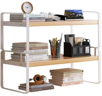 Produktbild von Unyqoos Dubbeldeks Holz Schreibtisch-Organizer für vielseitige Aufbewahrung und Organisation