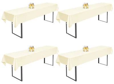 Image de Housses de table en polyester, couleur beige, lot de 4, dimensions 260 x 110 cm, lavables, adaptées aux tables de bière de 50/70 cm
