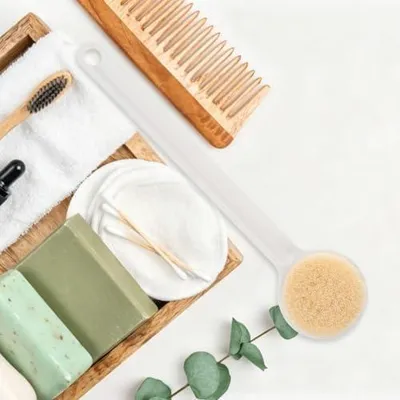 Produktbild von Badebürste Massagebürste Mit Anti Rutsch Griff Weich Sanft Rückenbürste Für Hautpflege Dusche Körperpeeling
