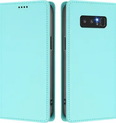 Produktbild von Handyhülle für Samsung Galaxy Note 8, Kunstleder Klapphülle Stoßfeste Magnetische Hülle mit Ständer Türkis