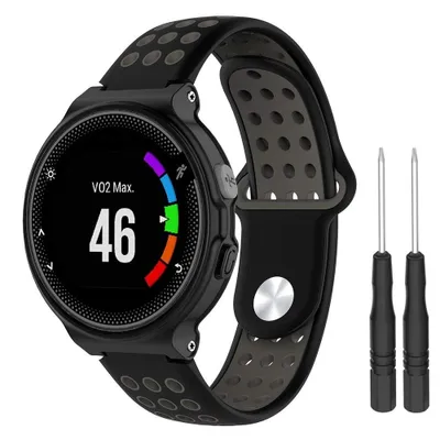 Produktbild von BStrap Silicone Sport Armband für Garmin Forerunner 235, black/gray