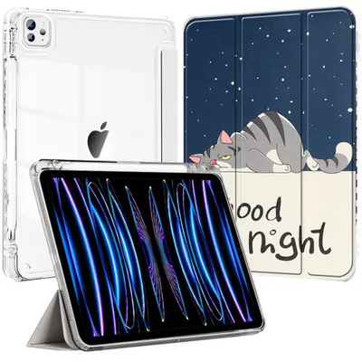 Image de Coque pour iPad Pro 11 Pouces (2018/2020/2021/2022) Protection Antichoc avec Porte-Stylet - Motif Chat