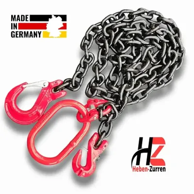 Produktbild von Forstkette GK8 mit Lasthaken und Verkürzungshaken – 8 mm – 2 m – EN 818-2 – Zugkraft 4000 daN – schwarz lackiert