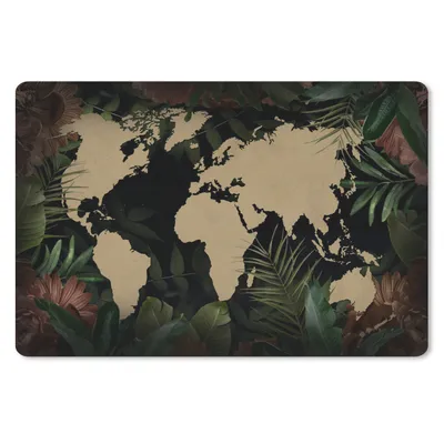 Produktbild von MuchoWow® Schreibtischunterlage Weltkarte - Blätter - Blumen 60x40 cm - XXL Mauspad - Großes Mauspad
